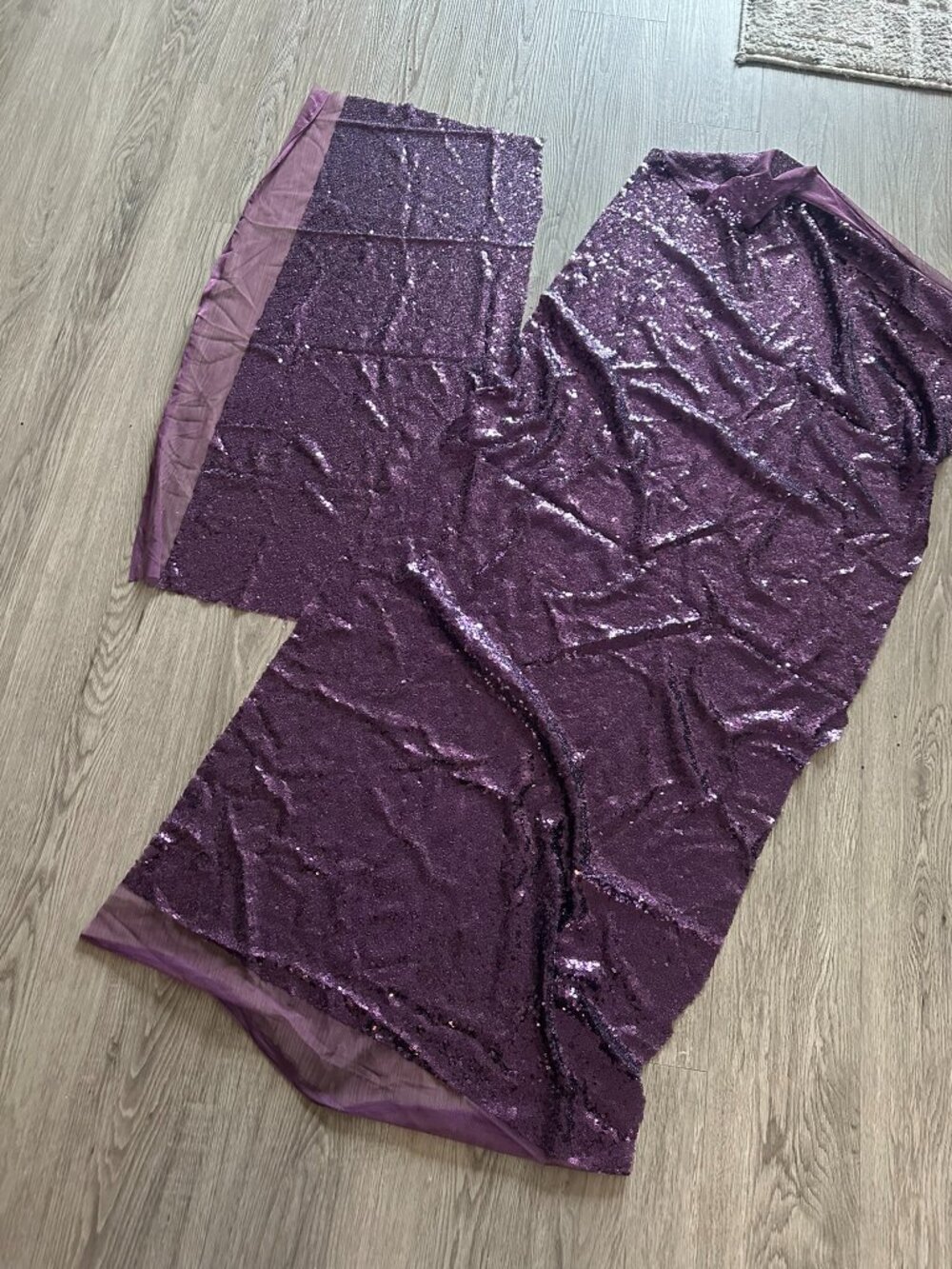 2 Pieces of Purple Sequin Glitter Fabric